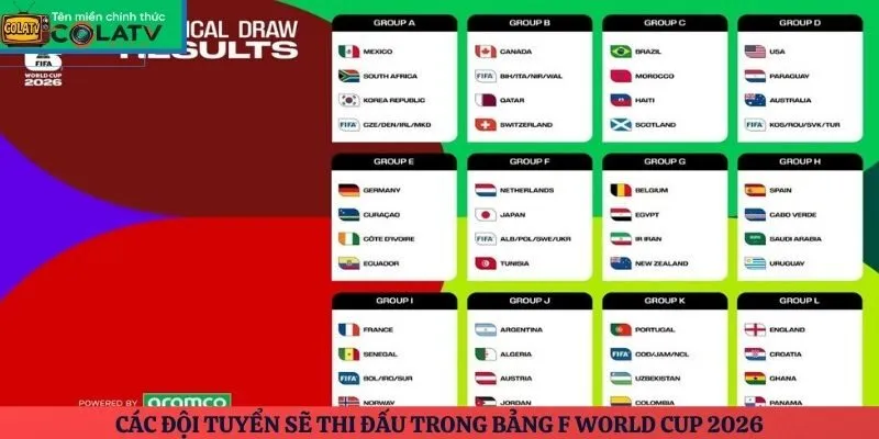 Các đội tuyển sẽ thi đấu trong bảng F World Cup 2026
